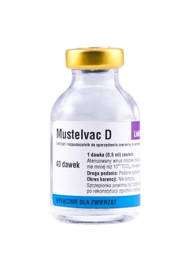 Mustelvac D, liofilizat i rozpuszczalnik do sporządzania zawiesiny do wstrzykiwań  dla norek i lisów